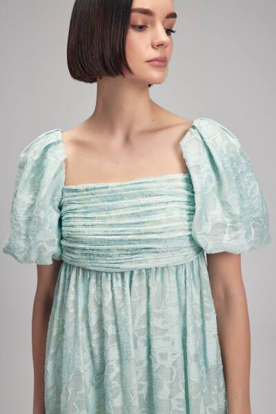 Balloon Sleeve Mini Dress - 2