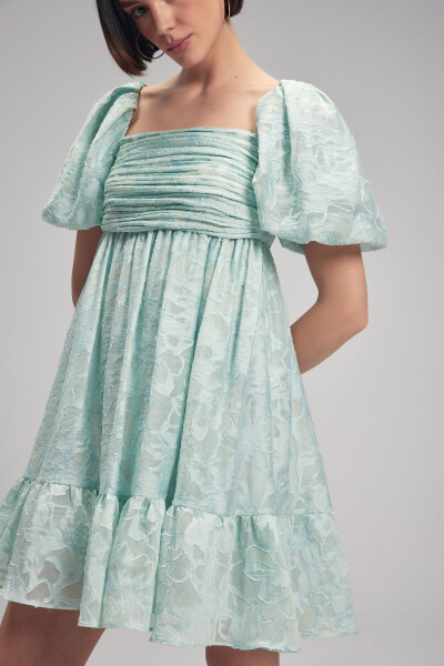 Balloon Sleeve Mini Dress - 4