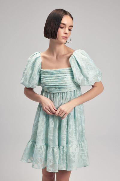 Balloon Sleeve Mini Dress - 5