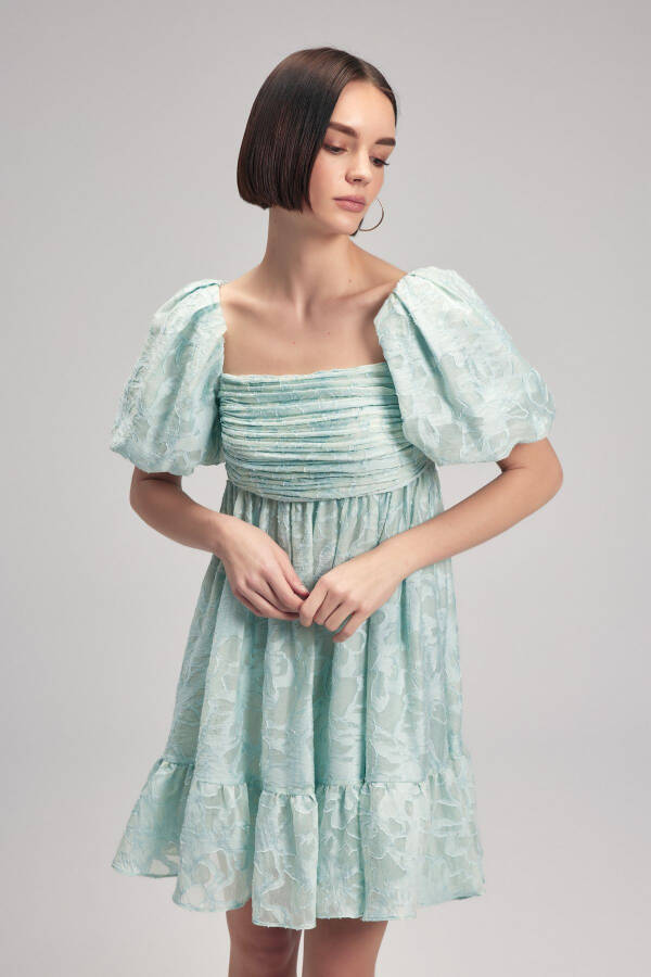 Balloon Sleeve Mini Dress - 5