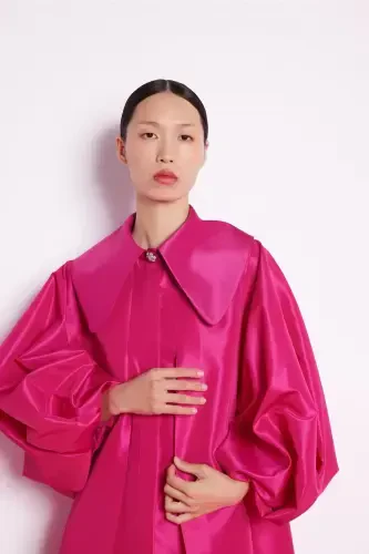 Balloon Sleeve Taffeta Dress fuchsia-fuchsia - NUUM DESIGN (1)