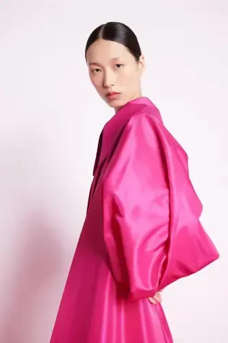 Balloon Sleeve Taffeta Dress fuchsia-fuchsia - 4