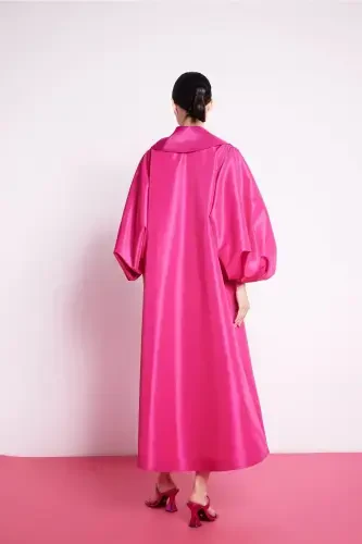 Balloon Sleeve Taffeta Dress fuchsia-fuchsia - 5