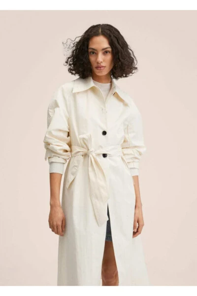 Balloon-Sleeve Trench Coat - MANGO