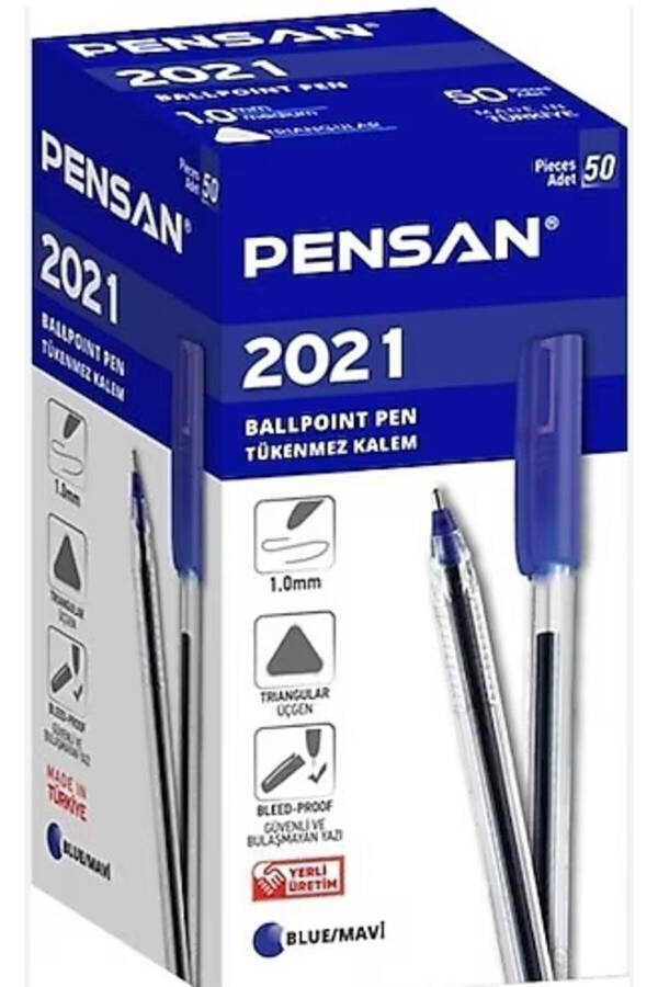 Ballpoint Pen Triangular Body Transparent Blue 50 Pack 2021 - 50 Pack - 4