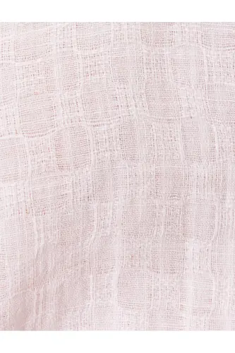 Balon Kol Crop Bluz Geniş Bebe Yaka Düğmeli Pamuklu-Gül - 6