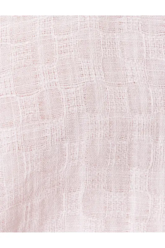 Balon Kol Crop Bluz Geniş Bebe Yaka Düğmeli Pamuklu-Gül - 6