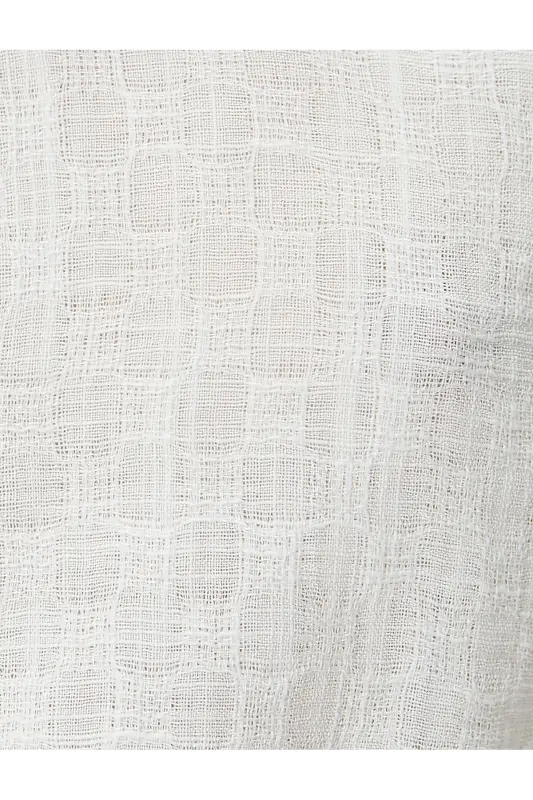 Balon yengli, qisqa bluzka, keng qo'g'irchoq yoqali, tugmali paxta - 6