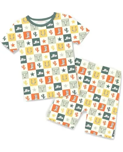 babee Reshinee Bamboo Viscose Toddler Car Pajamas Boys Girls Kids Short Cool Summer 12M-8Y Snug fit Pjs Set 2pcs - 1