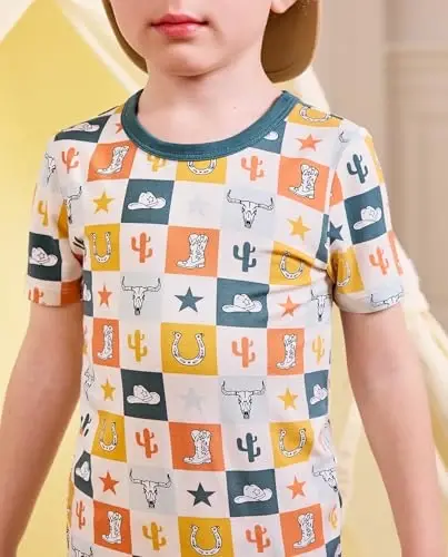 babee Reshinee Bamboo Viscose Toddler Car Pajamas Boys Girls Kids Short Cool Summer 12M-8Y Snug fit Pjs Set 2pcs - 3