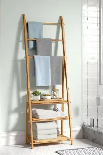 Bamboo 3 Tier Towel Rack Bathroom Organizer Towel Holder Organizer Db-0006 - 1