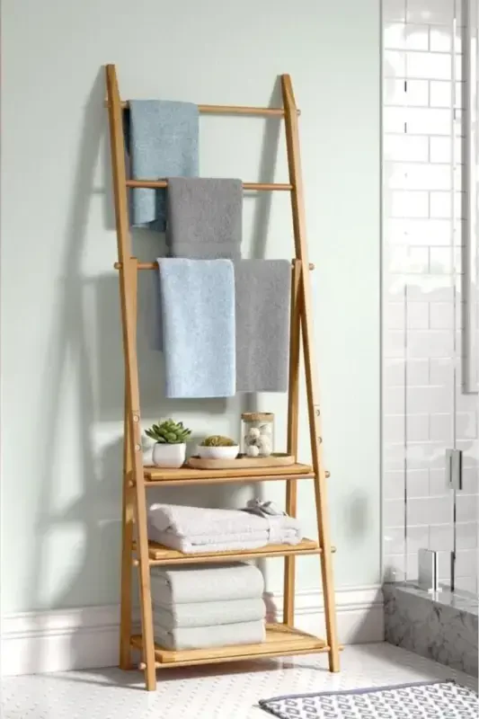Bamboo 3 Tier Towel Rack Bathroom Organizer Towel Holder Organizer Db-0006 - 1