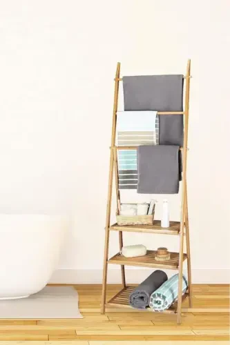 Bamboo 3 Tier Towel Rack Bathroom Organizer Towel Holder Organizer Db-0006 - DIGITHOME (1)