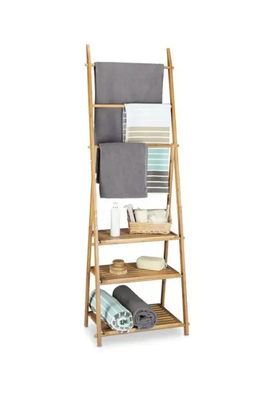 Bamboo 3 Tier Towel Rack Bathroom Organizer Towel Holder Organizer Db-0006 - 3