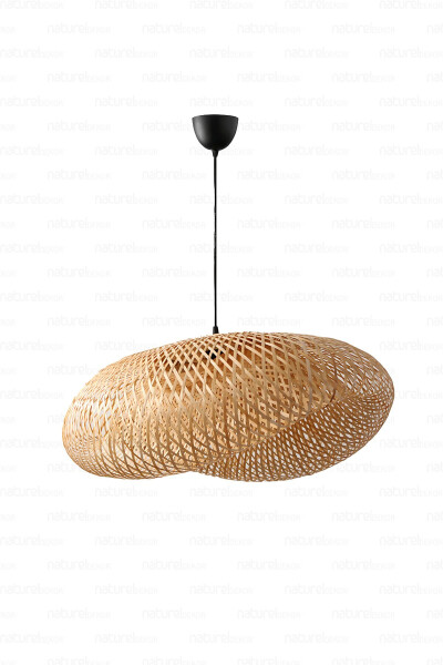 Bamboo Ellipse Pendant Chandelier Lamp, 80cm - Scandinavian, Modern, Bohemian, Rattan Lighting - 1