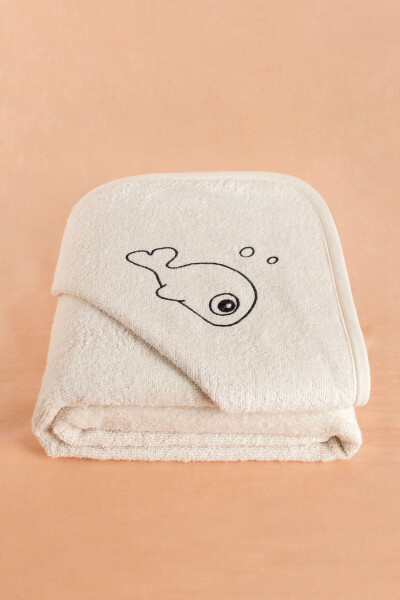 Bamboo Fish Embroidered Baby Towel Swaddle And Bag Set - 12