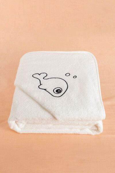 Bamboo fish embroidered baby towel, swaddle and pouch set - 5