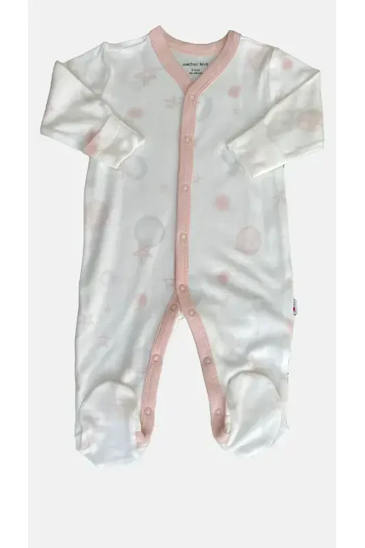 Bamboo Footed Baby Romper - White Space Pattern - 1