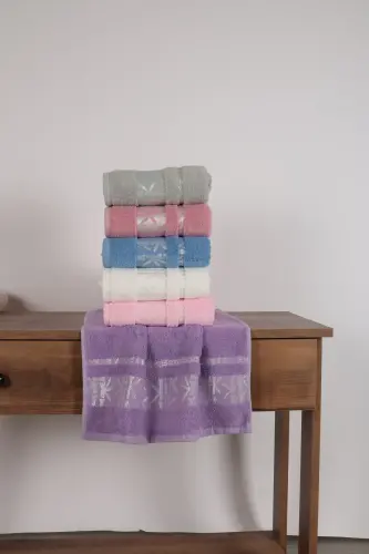 Bamboo Hand Towel 6 Pieces 50x90 Cm Soft Hand Towel - Multi-Color - 1