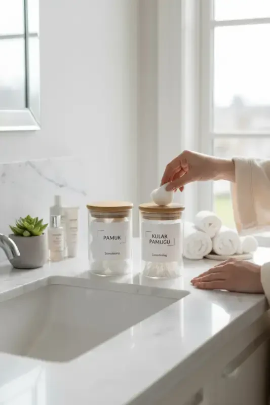 Bamboo Lid Glass Cotton Swab and Cotton Ball Jar 250ml - 4