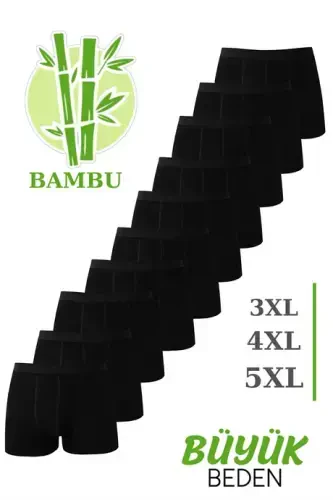 Bamboo Men's Plus Size Boxer Black 10-Pack - 1