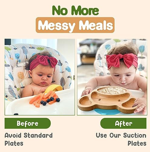 Bamboo Plates For Kids - Baby and Toddler Bamboo Suction Plate for Babies Feeding and Weaning, Promotes Self-Feeding with Eco-Friendly Sturdy Bear Design, Suction Plates for Busy Moms & Dads, Blue - 7