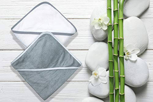 BAMBOO QUEEN 2 Pack Baby Bath Towel - Rayon made from bamboo, Ultra Soft Hooded Towels for Babies,Toddler,Infant - Newborn Essential -Perfect Baby Registry Gifts for Boy Girl - 22