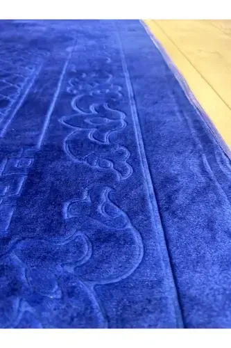 Bamboo Surface Weave Base Navy Blue Prayer Rug Thick Knee-Friendly Soft Machine Washable Prayer Rug-Blue - 3