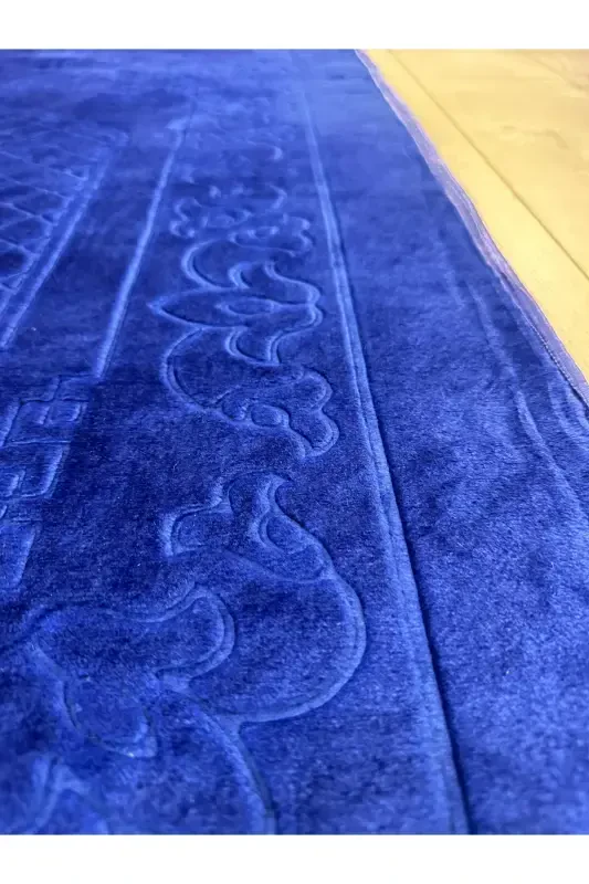 Bamboo Surface Weave Base Navy Blue Prayer Rug Thick Knee-Friendly Soft Machine Washable Prayer Rug-Blue - 3