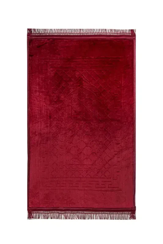 Bamboo Surface Weave Base Prayer Rug Thick Knee Painless Soft Machine Washable Prayer Rug-Red - 2