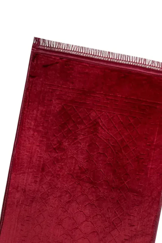 Bamboo Surface Weave Base Prayer Rug Thick Knee Painless Soft Machine Washable Prayer Rug-Red - 3