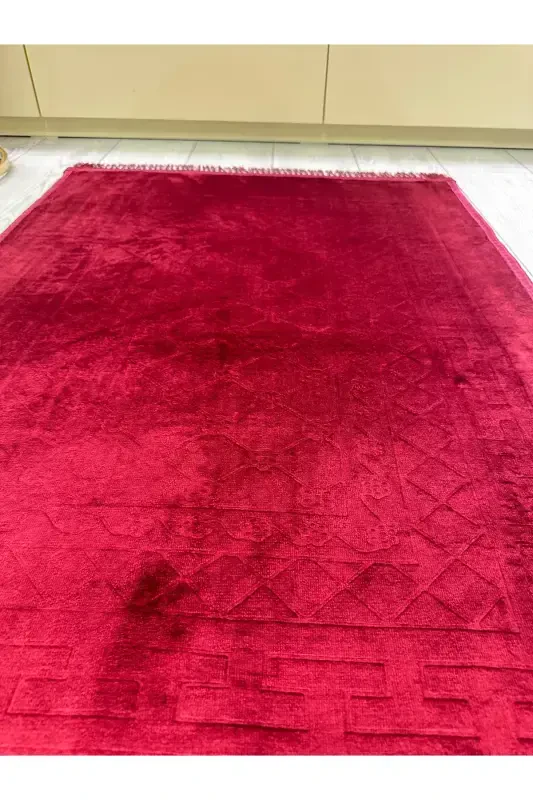 Bamboo Surface Weave Base Prayer Rug Thick Knee Painless Soft Machine Washable Prayer Rug-Red - 4