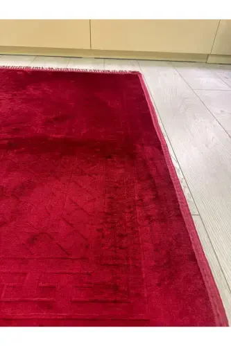 Bamboo Surface Weave Base Prayer Rug Thick Knee Painless Soft Machine Washable Prayer Rug-Red - 5