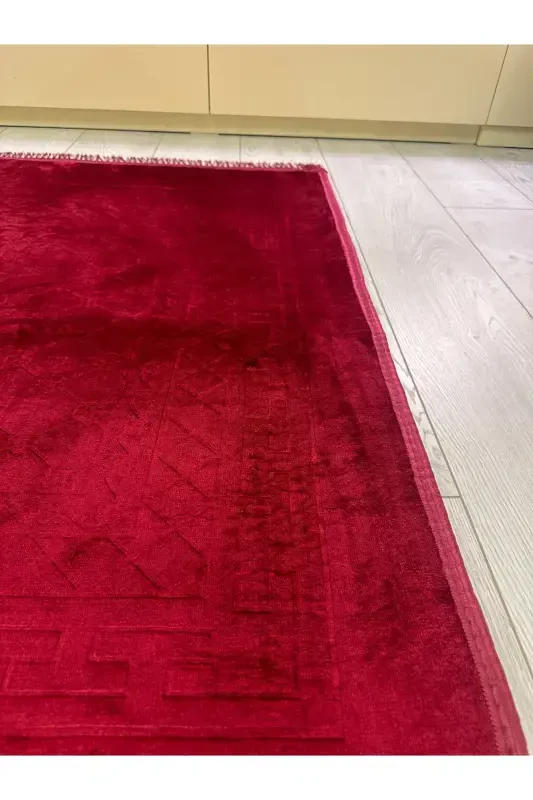 Bamboo Surface Weave Base Prayer Rug Thick Knee Painless Soft Machine Washable Prayer Rug-Red - 5