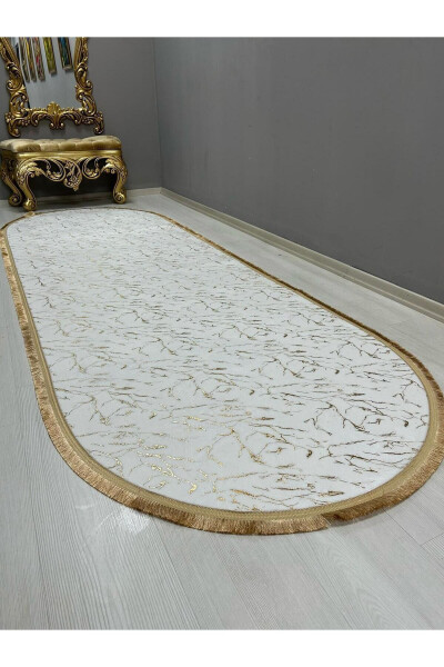 Bamboo Washable Non-Slip Living Room Hall Kitchen Rug White Gold Glitter Bamboo Rug - 2