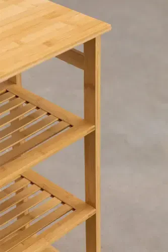 Bambu 3 Raflı 1 Bölmeli Kirli Sepetli Banyo Düzenleyici Çamaşır Sepeti Organizer DB-0008 - 1