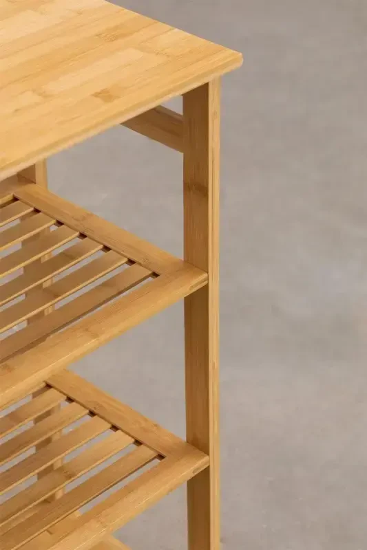 Bambu 3 Raflı 1 Bölmeli Kirli Sepetli Banyo Düzenleyici Çamaşır Sepeti Organizer DB-0008 - 1