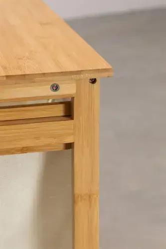 Bambu 3 Raflı 1 Bölmeli Kirli Sepetli Banyo Düzenleyici Çamaşır Sepeti Organizer DB-0008 - 2