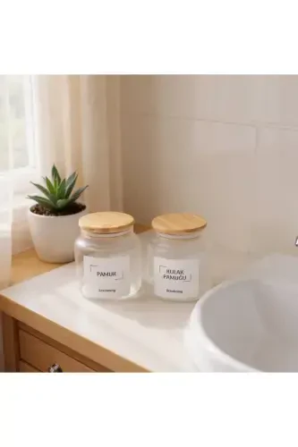 Bambu Kapak Cam Kulak Pamuğu Ve Pamukluk 500ml - 2