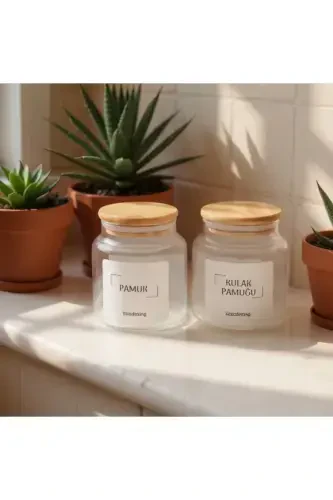 Bambu Kapak Cam Kulak Pamuğu Ve Pamukluk 500ml - 4