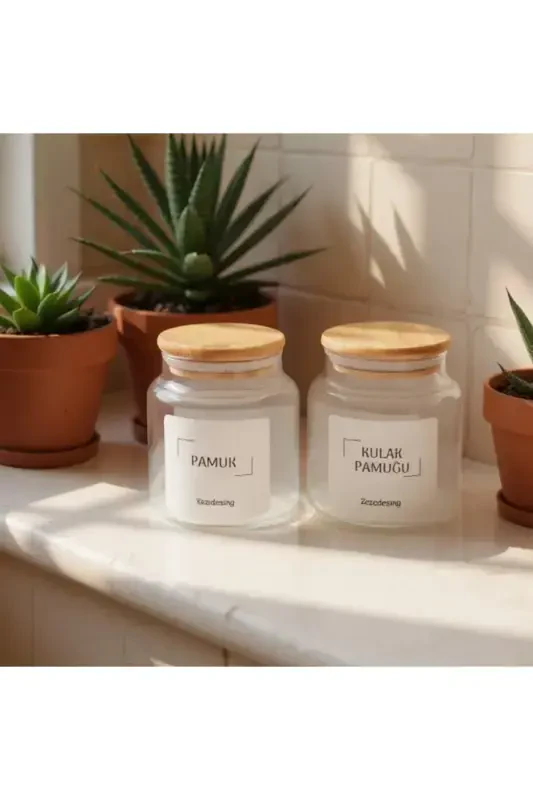 Bambu Kapak Cam Kulak Pamuğu Ve Pamukluk 500ml - 4