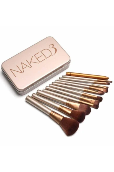 Bambu Saplı Makyaj Fırça Seti 12 Li Özel Metal Kutusunda - İZLA (1)