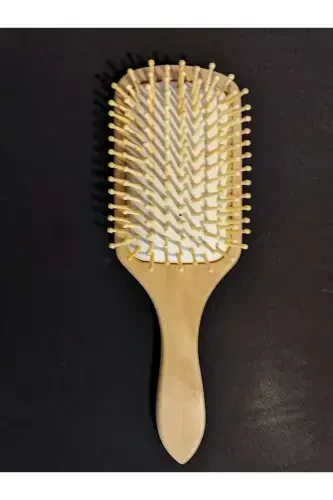 Bambu Uçlu Fırça Ahşap Saç Fırçası Ahşap Tarak Doğal Bambu Saç Açıcı (BÜYÜK BOY)-(Tüm Saçlar İçin)-Ahşap - 4