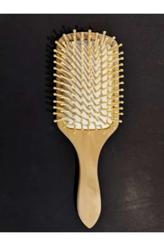 Bambu Uçlu Fırça Ahşap Saç Fırçası Ahşap Tarak Doğal Bambu Saç Açıcı (BÜYÜK BOY)-(Tüm Saçlar İçin)-Ahşap - 4