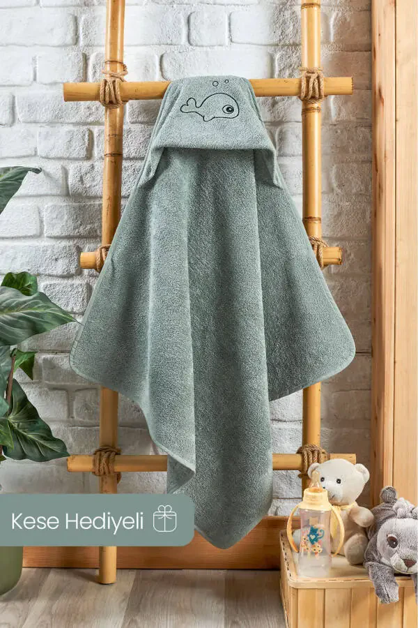 Bambuk baliq naqshli chaqaloq sochiq, o'rash va xalta to'plami - 1