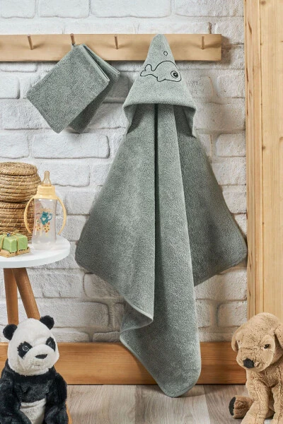 Bambuk baliq naqshli chaqaloq sochiq, o'rash va xalta to'plami - 7