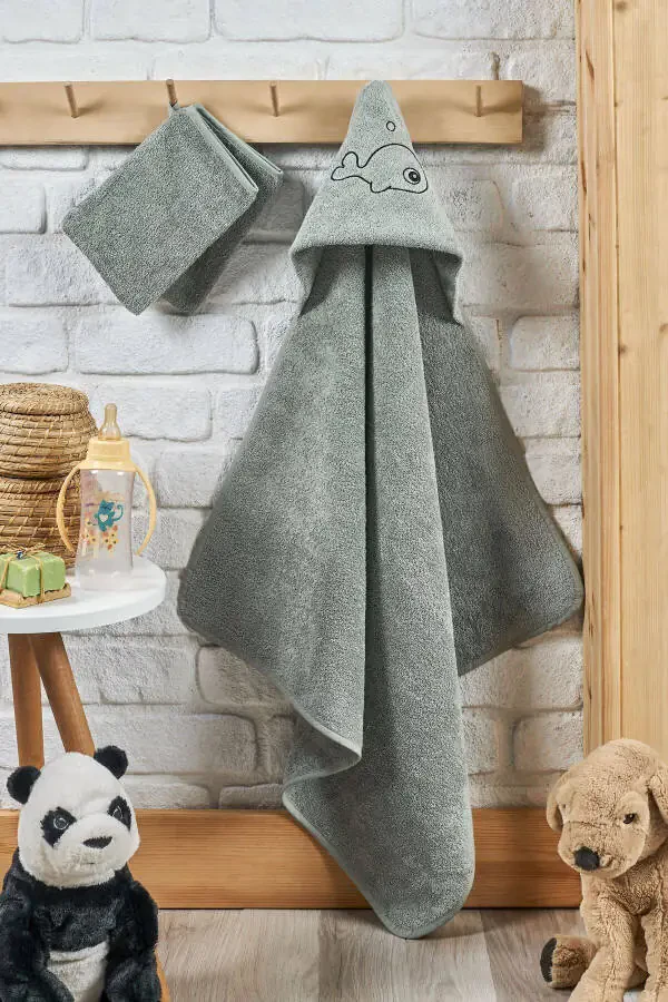 Bambuk baliq naqshli chaqaloq sochiq, o'rash va xalta to'plami - 7