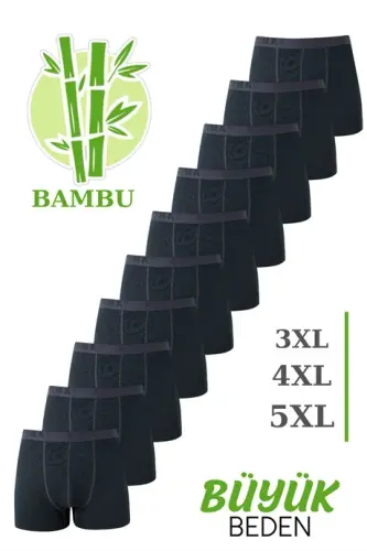 Bambuk erkaklar katta o'lchamli boxer kulrang 10 donalik paket - 1