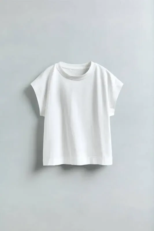 BANDED PLAIN COLOR T-SHIRT-White - 1