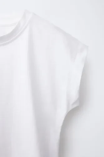 BANDED PLAIN COLOR T-SHIRT-White - 4
